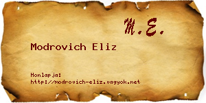 Modrovich Eliz névjegykártya